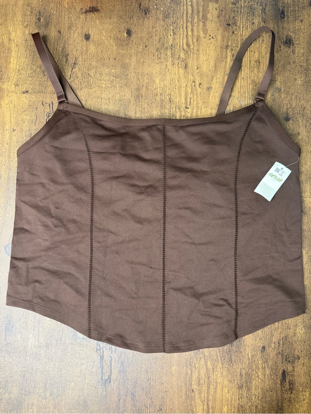 NWT Aerie Superchill Cotton Corset Bra Top Bralette Brown XL